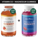 Zuckerfreie Vitamin D3 K2 Gummie (180 Gummie) und Zucker freie extra Stärke Magnesium Gummie (60 Gummie), Vitamin D3 Gummie 5000 IU+K2 MK7 80 mcg, Magnesium Citrate Gummis 500 mg