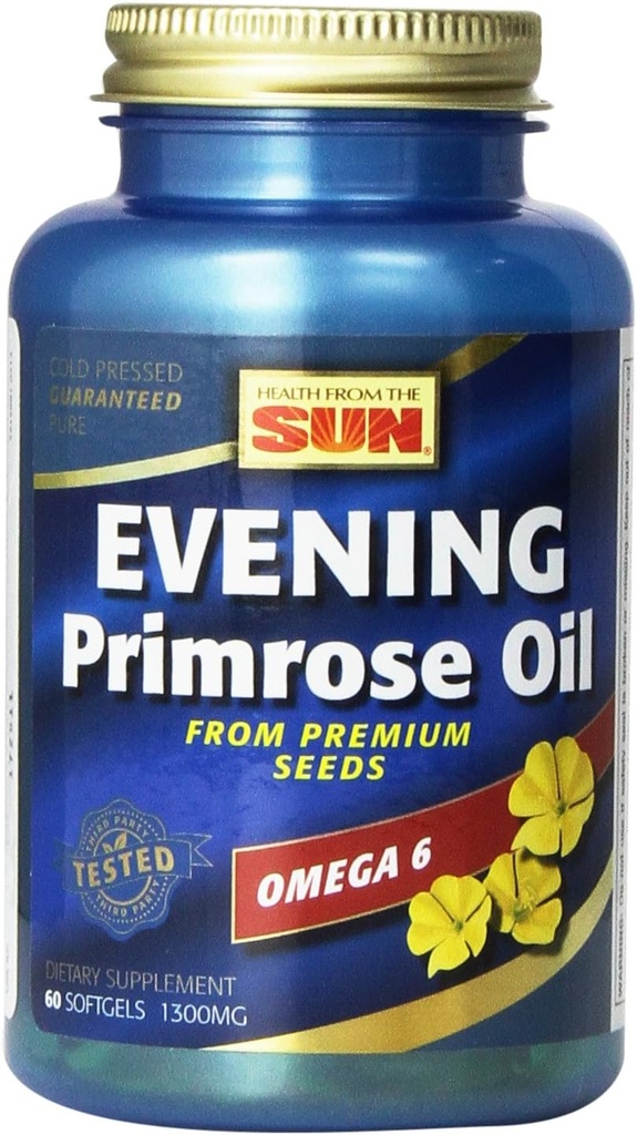 Santé de l'huile de Primrose du soir du soleil 1300 Mg, 60-Count (paquet de 2)