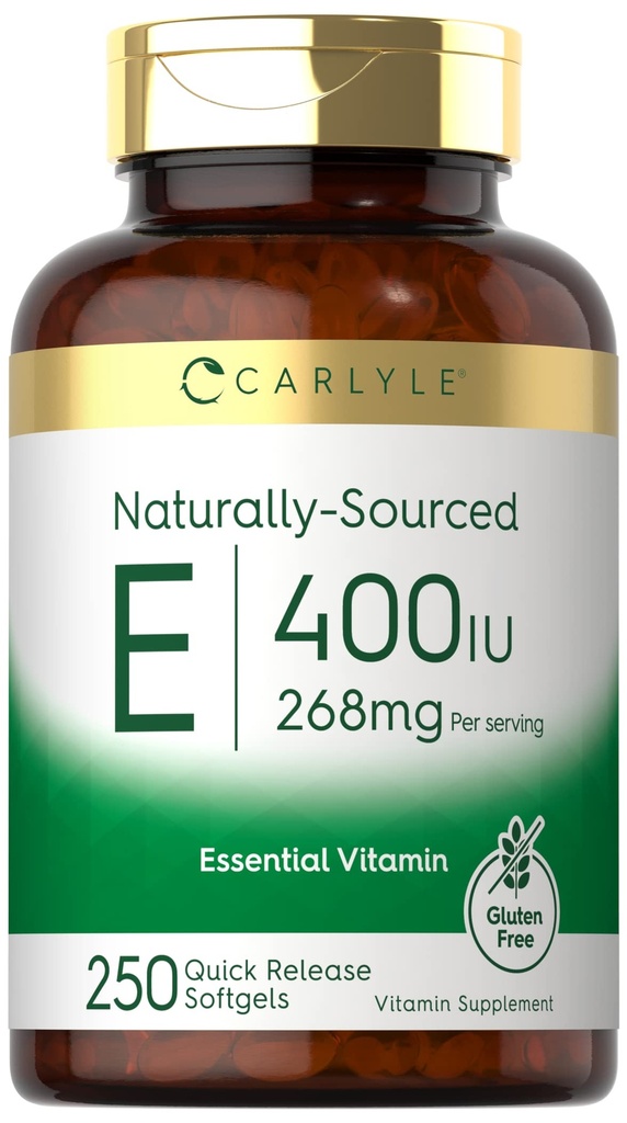 Carlyle Vitamin E 400 IU Softgels | 250 Count | Natürlich Sourced | Non-GMO und Glutenfrei