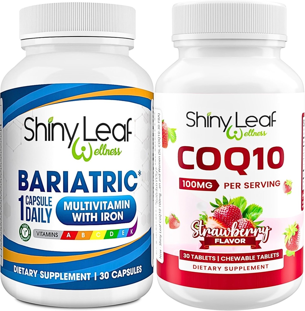 Multivitamine bariatrique avec Iron One Capsule par jour et CoQ10 Supplément de 100mg pour la santé cérébrale et la gestion de l'énergie pour les femmes et les hommes - 1 mois d'approvisionnement