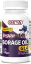 Deva Vegan Vitamine, Borage Öl 500mg, Rich Source von Omega-6 Fettsäuren GLA (Gamma Linolensäure), Kalt-Pressed & Unrefined, 90 Tabletten, 1-Pack