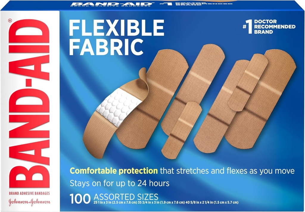 Bandes adhésives pour soins des plaies et premiers soins, tailles assorties, 100 ct