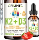 Vitamin D3 K2 Tropfen für Kinder - Omega 3, Vitamin E, Calcium, Magnesium & Zink für bessere Absorption - Flüssigkeit MK7 1000 IU D3 für gesunde Knochen, Zähne & Herz Unterstützung - Non-GMO, 2 Fl Oz