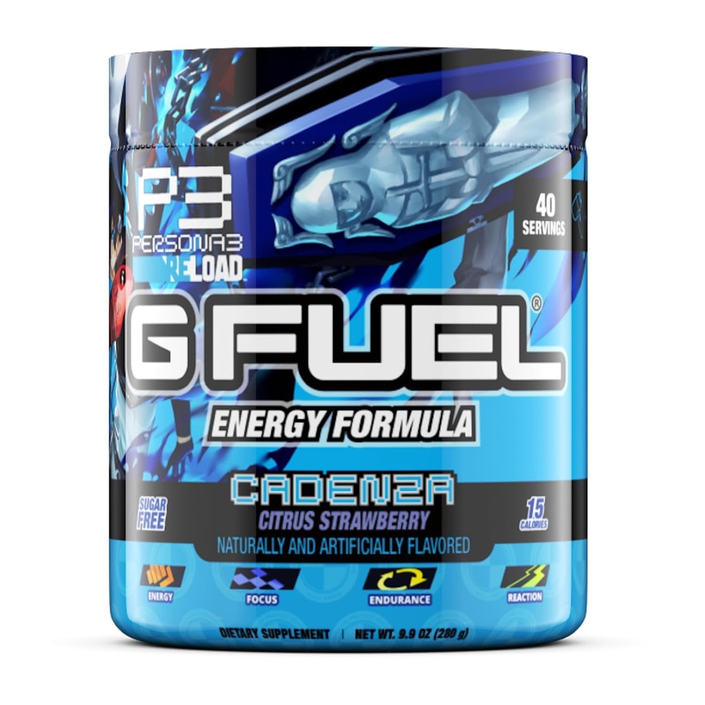 G Fuel Cadenza Energy Drink Powder, Pre Workout Caffeine Mix für Gaming, Zucker freie Fokus Amino, Vitamin + Antioxidantien, 9.9oz (Citrus Erdbeere, 40 Servierungen)