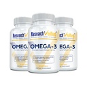 Forschung Verified Omega 3-1800mg Omega 3 Fischöl - High 900mg EPA + 600mg DHA - Kein Nachgeschmack - 60 Softgel Kapseln - 3 Flaschen