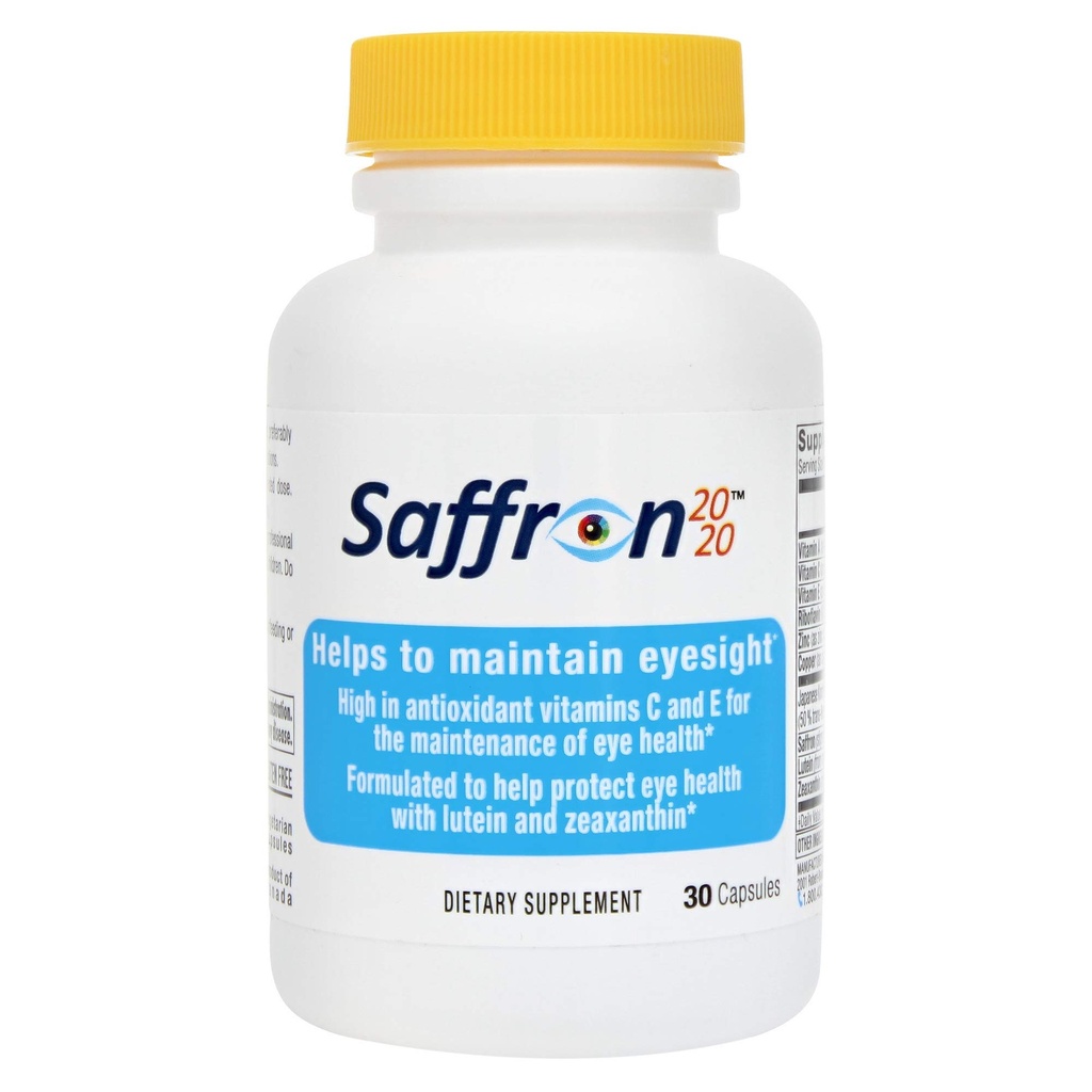 Safran 2020 Ergänzung mit Safran, Resveratrol, Vitamine und Mineralstoffe, Zeaxanthin und Lutein -30 Vegetarische Kapseln