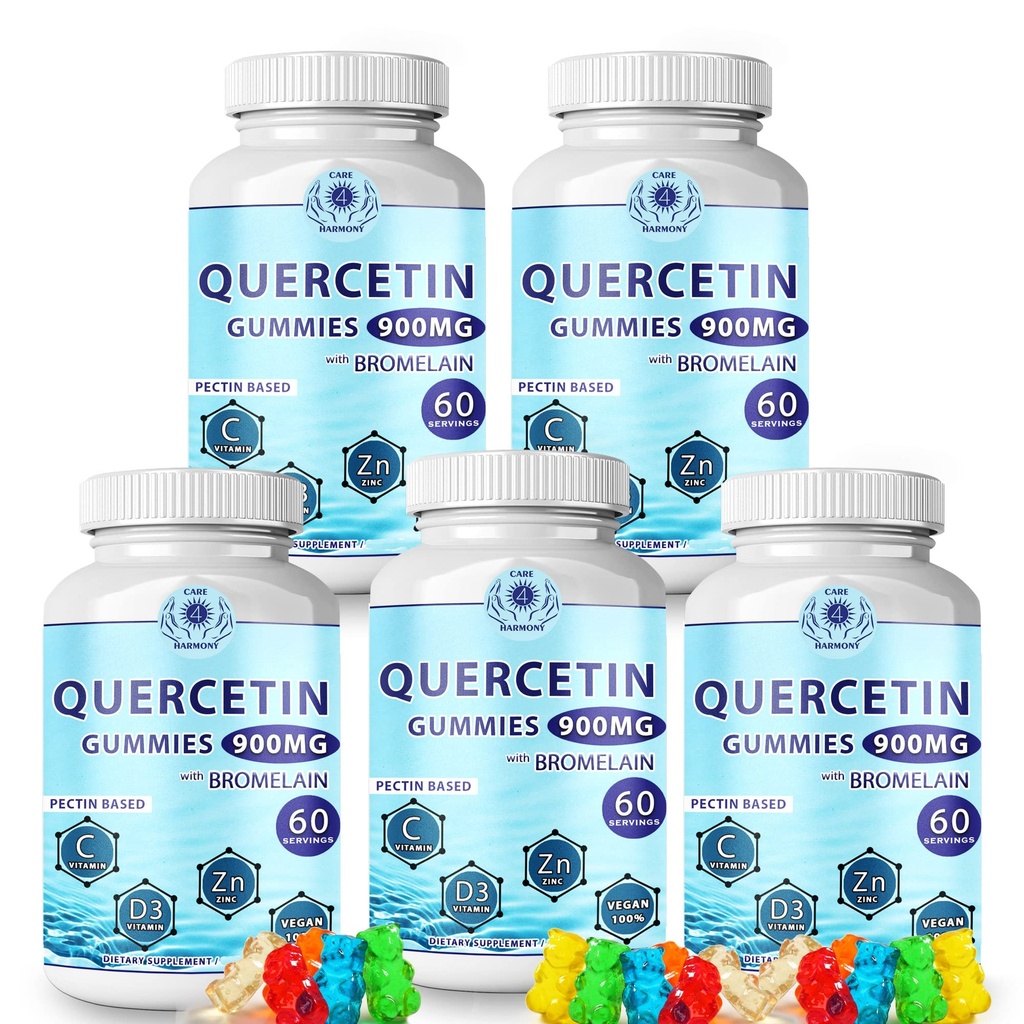 Quercetin Gummies - Quercetin mit Bromelain Vitamin C + Zink Vitamin D3 – Kaubare Quercetin 900mg Ergänzungen - Quercetin für Kinder und Erwachsene (5)