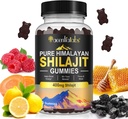 Shilajit Gummis, Pure Himalayan Shilajit Gummis mit 100% Shilajit, Shilajit Organic Gummies Rich in Fulvic Acid 85+ Trace Minerals Geeignet für Männer und Frauen, Non-GMO - 60 Gummy