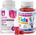 Elderberry-Gummien für Kinder und Magnesium 200 mg Gummis Sugar-Free - Gesunde Immunsystem Booster und Health Support mit Elderberries Extrakt mit Magnesium-Kalk-Schuhe für Kinder & Erwachsene Zuckerfrei