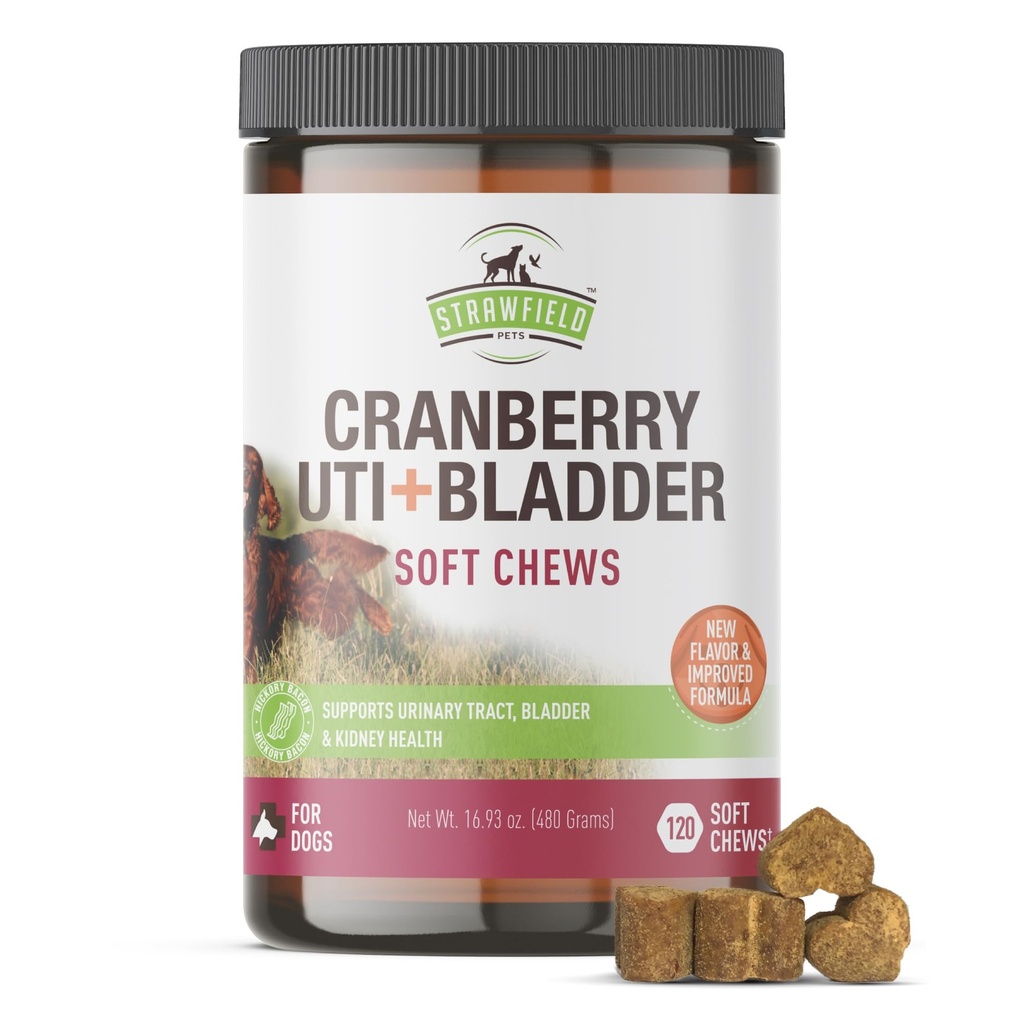 Cranberry Bladder & UTI Chews for Dogs - D-Mannose + Vitamine C for Urinary Tract Support - D'incontinence pour chien & supplément de contrôle de la vésicule