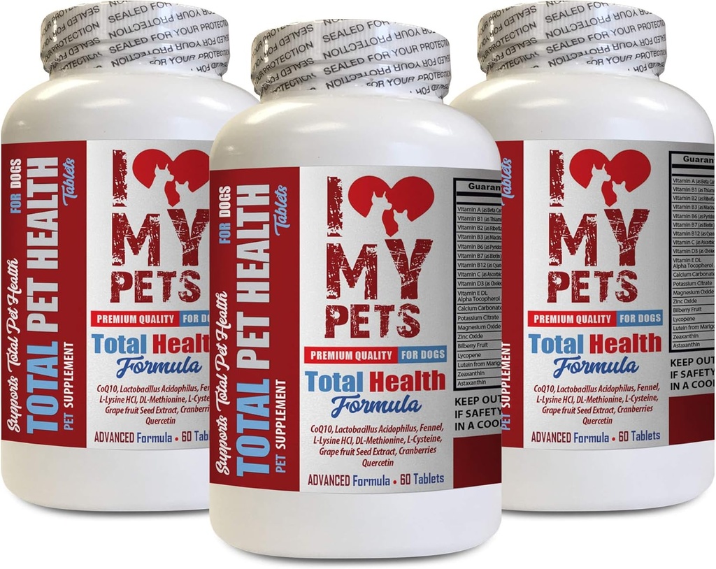 I LOVE MY PETS LLC Immunität für Hunde - Hund Total PET Gesundheit - Premium Formel - Best Complex - Hund Vitamin b Complex - 3 Flaschen (180 Bäume)
