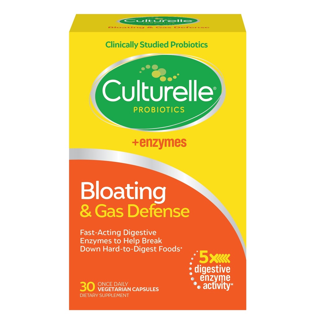 Culturelle Bloating & Gas Defense, Verdauungsenzyme & Probiotics for Digestive Health, 30 Kapseln, unterstützt körperliche Empörung & Discomfort