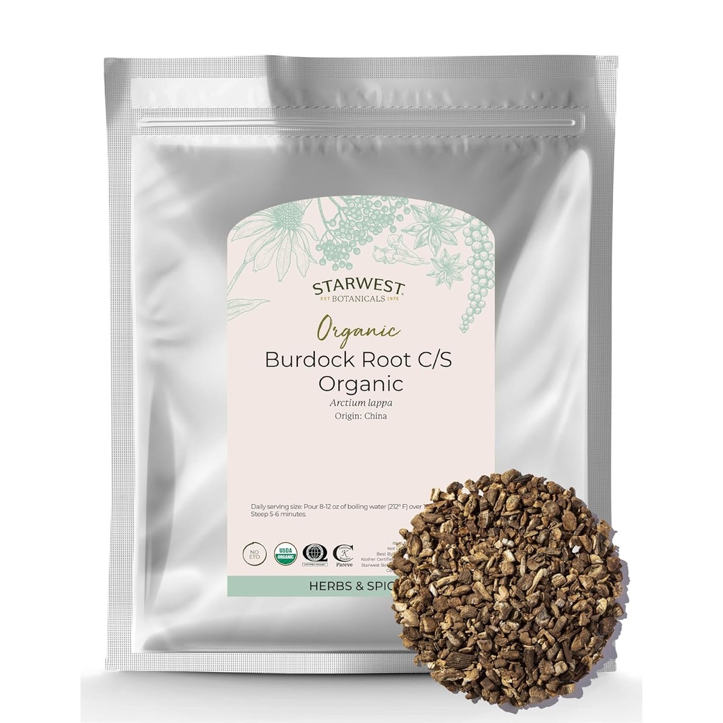 Starwest Botanicals Burdock Root Organic - Natürliche Quelle von Antioxidantien, Loose Kräuter für Tee, Reis, Suppe, & Stews, Cut & Sifted, Zertifizierte Kosher, Non-GMO - Bulk 1 lb Tasche