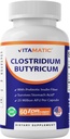 Vitamatic Clostridium butyricum 25 Million - Gut Health - 60 DR Kapseln (verzögert veröffentlicht) - Hergestellt mit Prebiotic Inulin Fiber