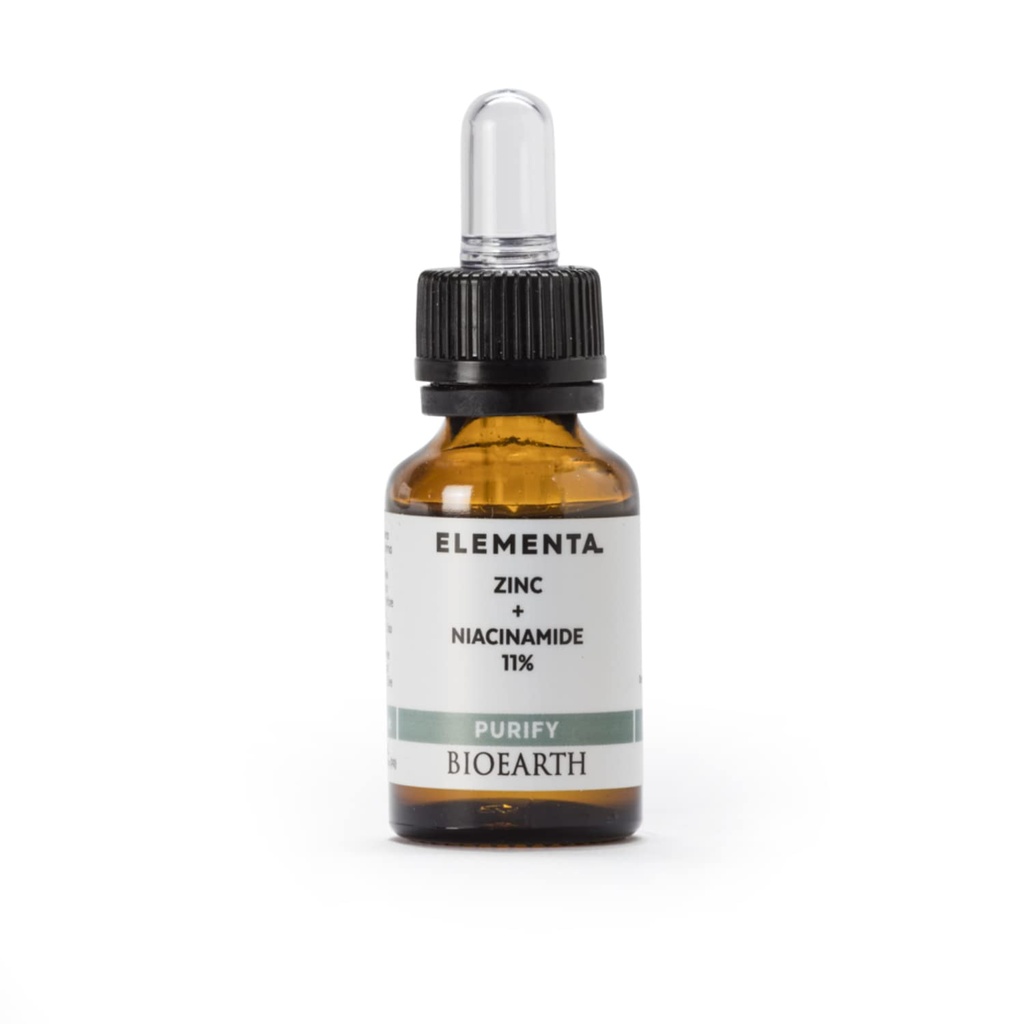 Bioearth Elementa, PURIFY Concentrated Face Serum mit Zink und 11% Niacinamid, Reinigungs- und Ausgleichseffekt, Made in Italy, Vegan, AIAB Certification - 15ml Pack