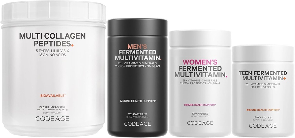 Codeage - Multi Collagen Protein + Teen, Frauen und Männer Multivitamin Bundle