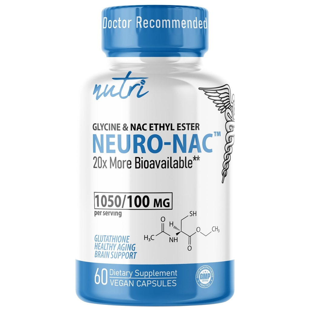 Neuro NAC Supplement N-Acetyl Cystein Ethyl Ester - 20x Mehr Bioverfügbar als NAC 600 mg - Boost Glutathione 10x Mehr als Liposomal Glutathione - N Acetyl Cystein Ethylester - NACET (60 Kapseln)
