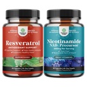 Bundle Youthful Trans Resveratrol Supplement mit AMPK Activator für Cellular Health & Vitality und Vitamin B3 Niacinamid Mitochondrial Energy & Potent Haut - Niacin Flush Free Nicotinamide 500mg