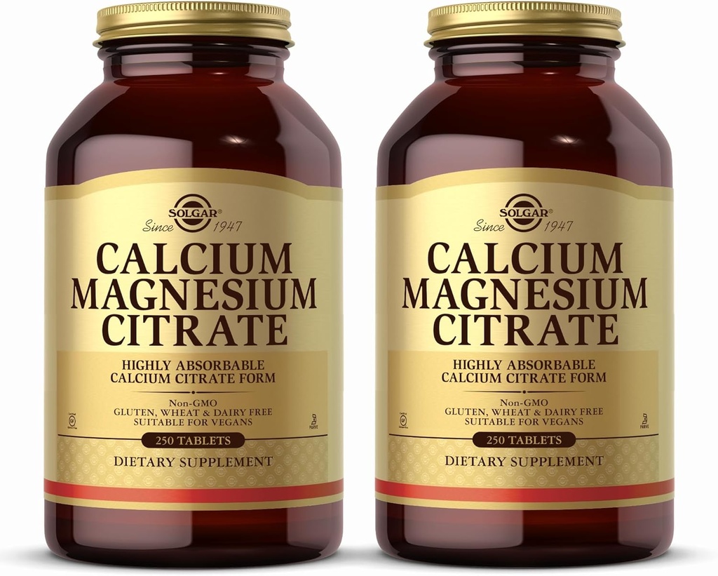 Solgar Calcium Magnesium Citrat, 250 Tabletten (Pack von 2) - Unterstützt gesunde Knochen & Zähne - Musculoskeletal & Nervous System Unterstützung - Highly Absorbable - Non-GMO und Vegan - 100 Gesamt Servierungen