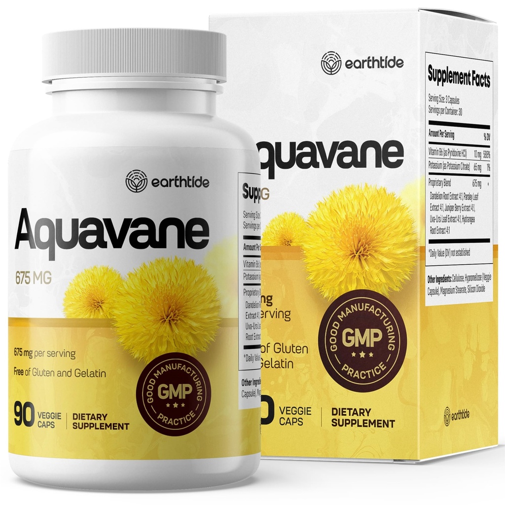 Aquavane Natural Diuretic Relief for Swollen Feet, Ankles, & Legs - Pilules d'eau à base de plantes pour la rétention d'eau, Gonflez plus avec des extraits puissants, idéal pour réduire le gonflement des jambes et des pieds