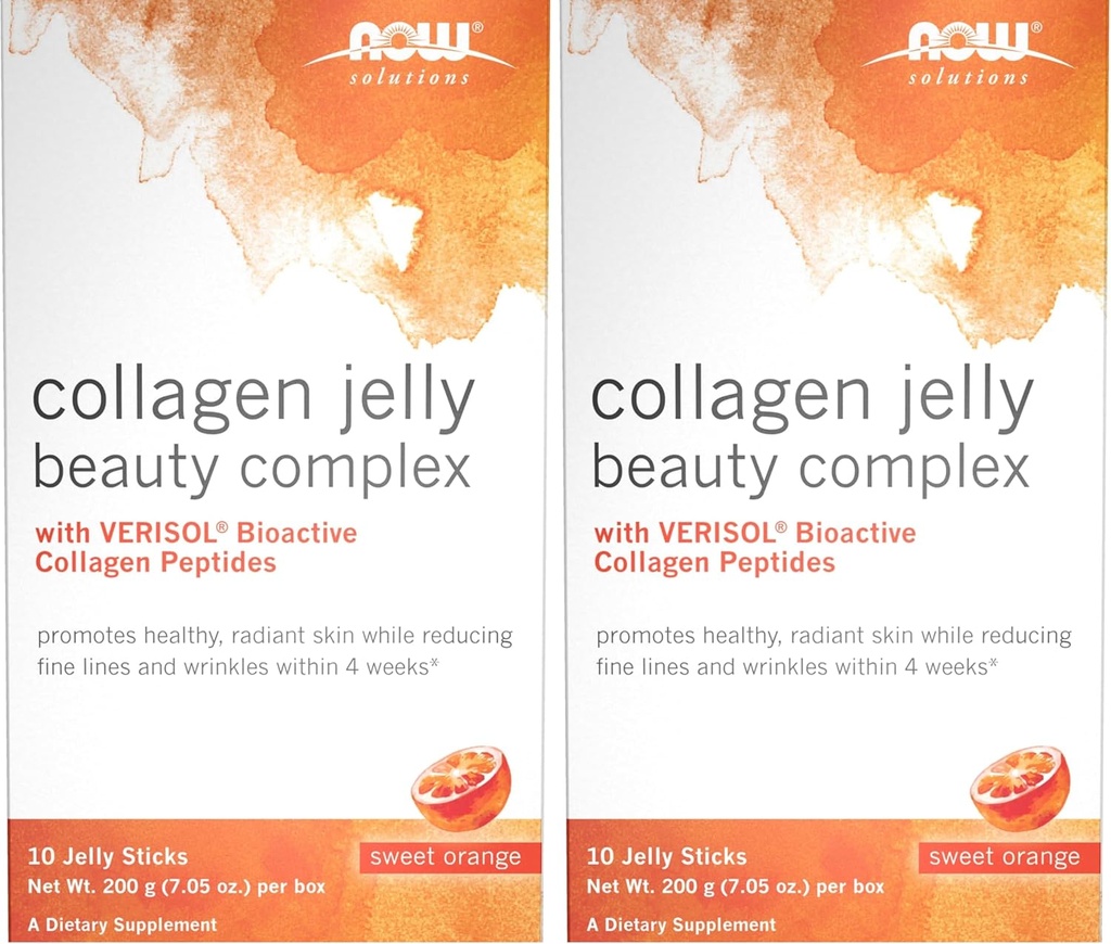NOW Lösungen, Collagen Jelly Beauty Complex, Sweet Orange Flavor, 10 Jelly Sticks (Pack von 2)