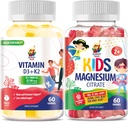 SUNNY SAM Vitamin D3 K2 Gummie 5000 IU & Magnesium Gummi für Kinder Citrate Kaubare Ergänzung für Mood & Muskelunterstützung