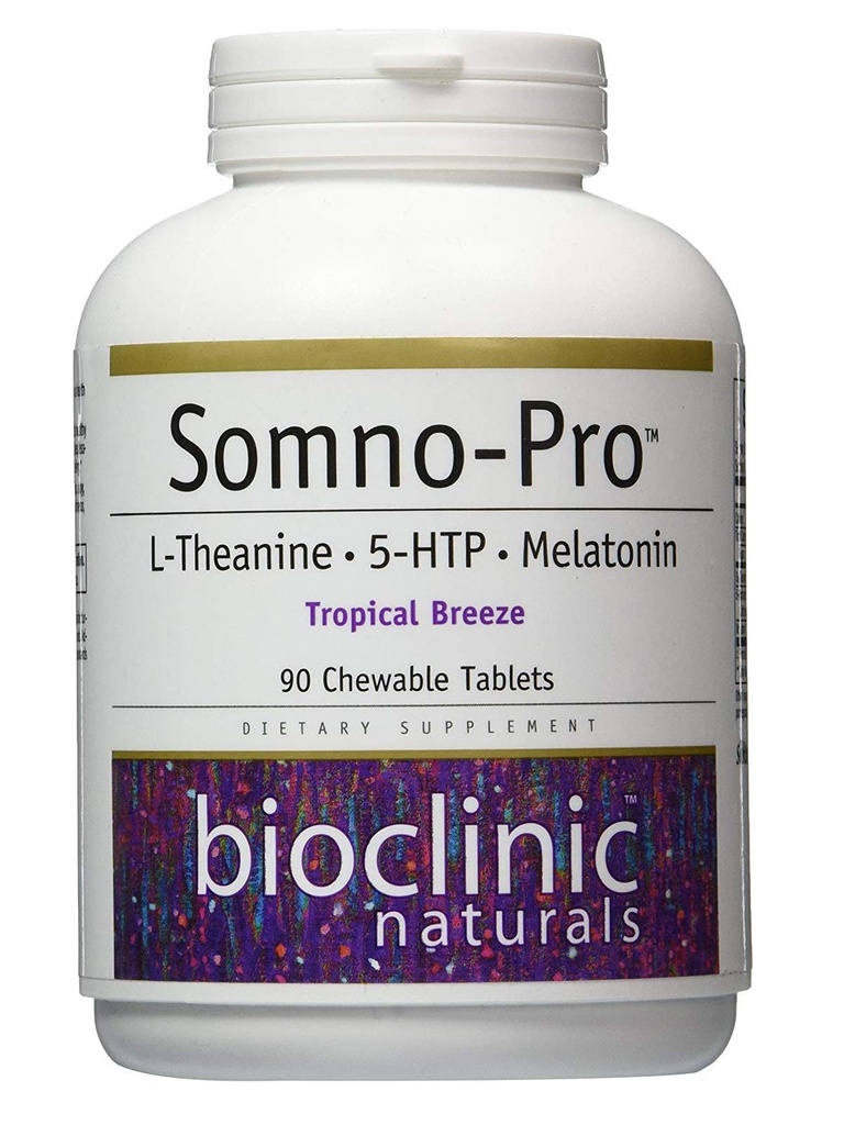 Bioclinique Naturals Somno-Pro L-Theanine - 5-HTP - Melatonine Tropical Breeze 90 Comprimés à croquer