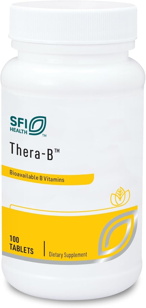 Klaire Labs SFI Health Thera-B - Essential Vitamin B Complex, Allergische Formel mit aktiviertem Metafolin Folat (L-5-MTHF), Biotin & Methylcobalamin (100 Tabletten)