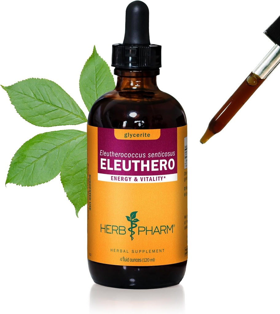 Herb Pharm Eleuthero Root Liquid Glycerite für Energie und Stamina, Alkoholfreies Glycerit, 4 Unze