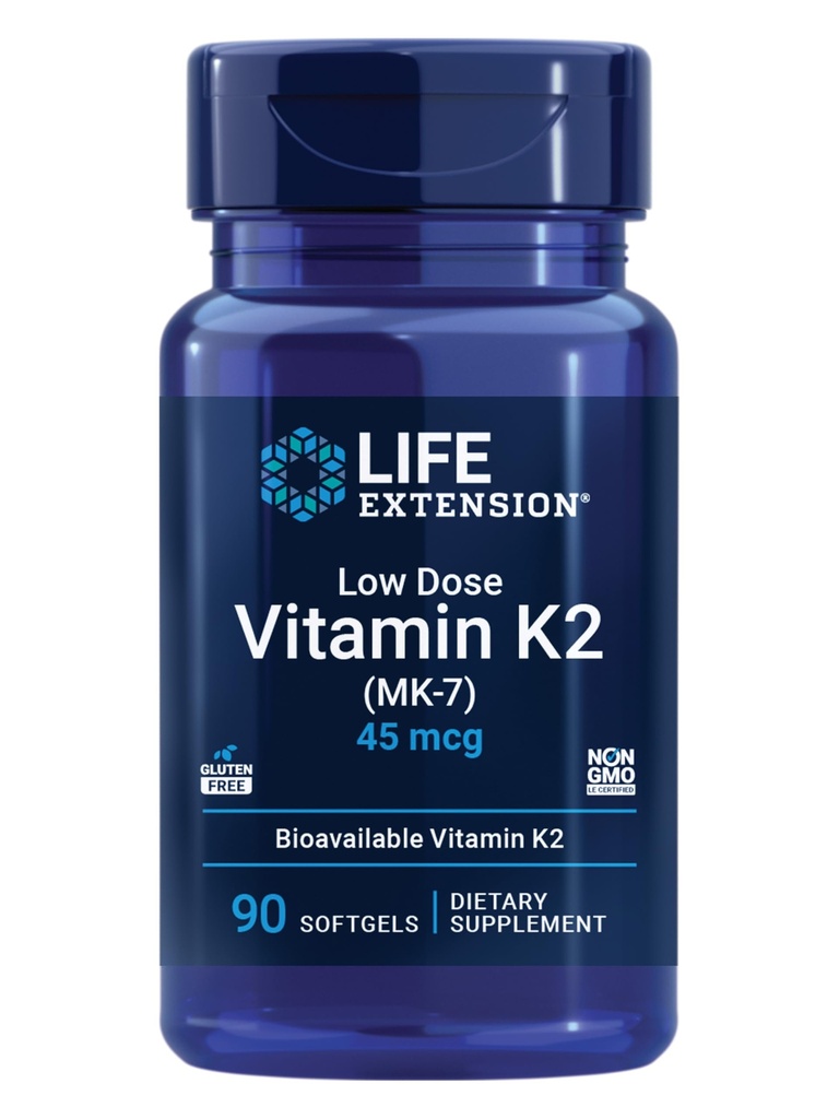 Life Extension Low Dose Vitamin K2 – Unterstützt arterielle Gesundheit – Non-GMO, Gluten-Free – 90 Softgels