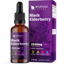 Elderberry Extrakt Tropfen 2000mg (Sambucus nigra) Kräuterergänzung absorbiert besser als Kapseln, 1 Monat Versorgung, 84 Servierungen, Alkoholfreie Tinktur - 2 Oz, Packung von 1
