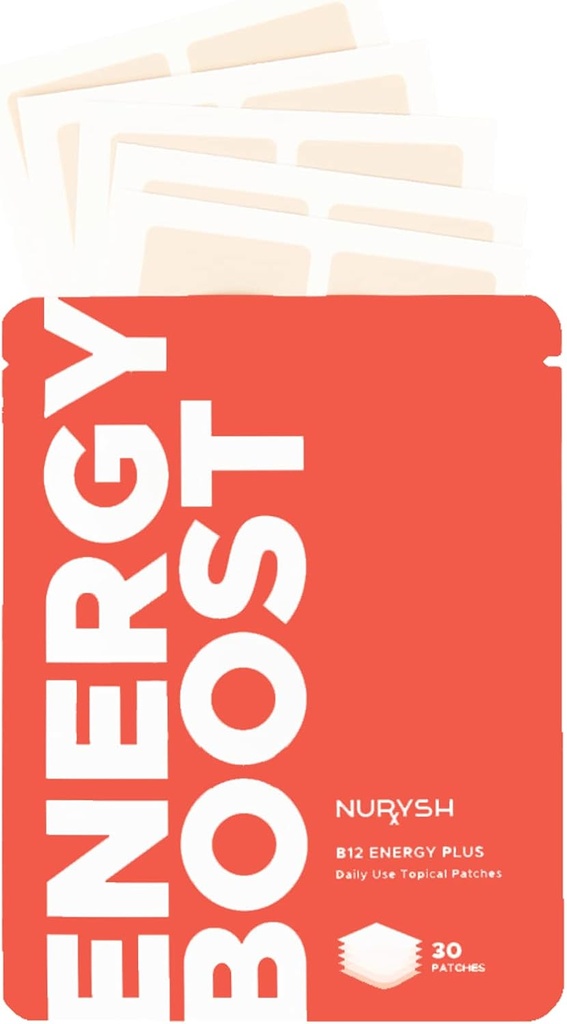 NURYSH B12 Energy Plus Patch - 30 Patches thématiques - Vegan and Keto Friendly - pour les hommes et les femmes