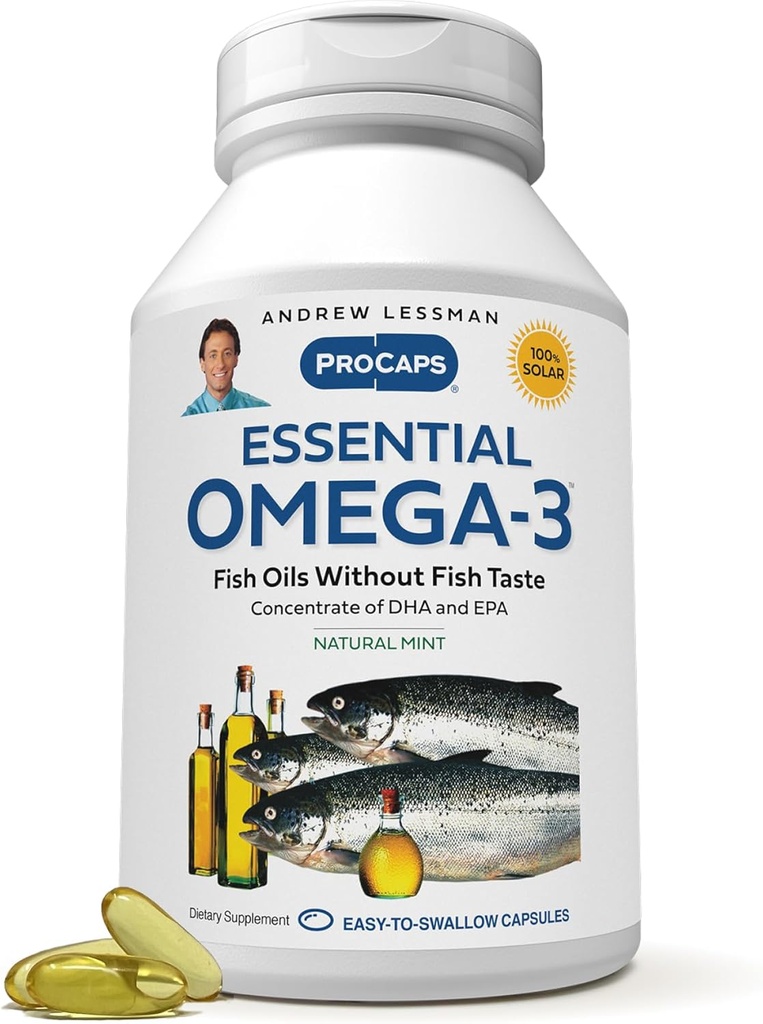 ANDREW LESSMAN Essential Omega-3 Mint - 600 Softgels - Ultra-Pure, High Potency Omega-3 Öle. Hohe DHA, keine Stomach Upset, keine Verunreinigungen, keine Merkur. Kleine leicht zu schlucken Softgels
