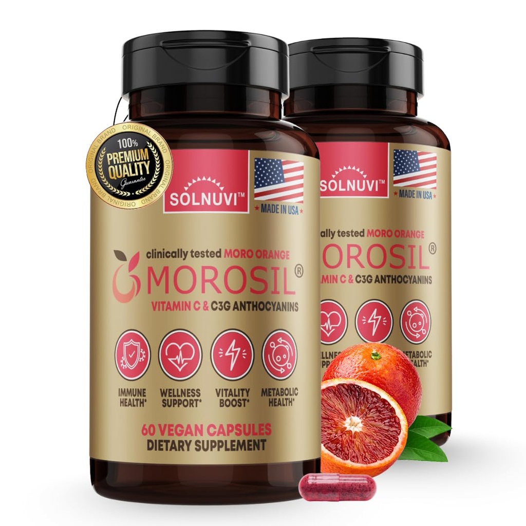Morosil cliniquement testé supplément C3G - Métabolisme, Antioxydant, Wellness Support for Men & Women - 400mg Moro Red Orange Extract - 60 Capsules de Veggie - Non-OGM, Sans gluten, Vegan-Amis