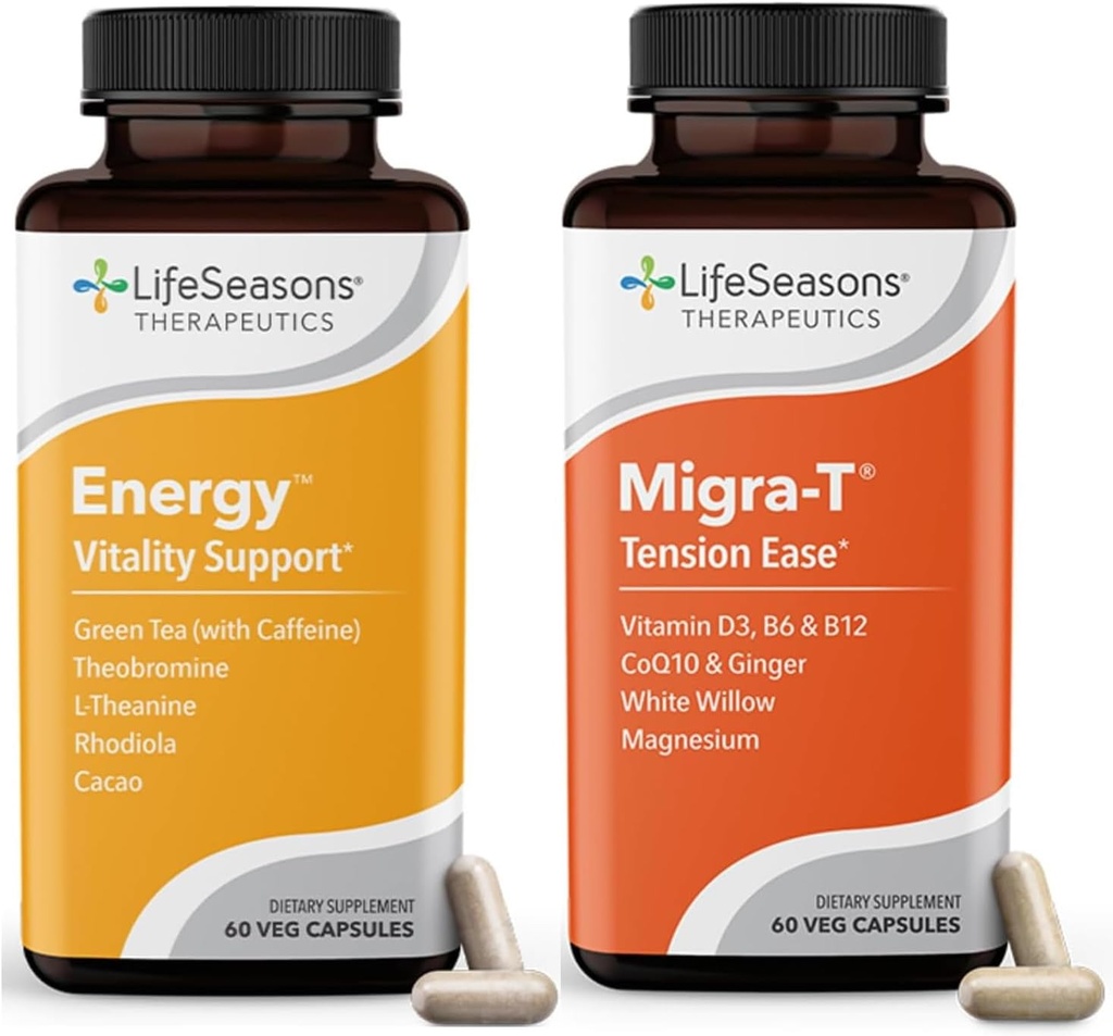 Migra-T mit Koffein - Migraine Prävention & Relief Supplement - Unterstützung für schwere Kopfschmerzen - Reduziert Licht Sound & Geruch Empfindlichkeit - 120 Kapseln