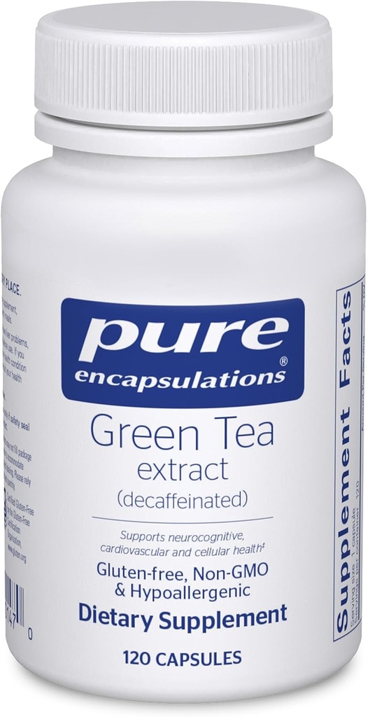 Pure Encapsulations Green Tea Extract (dekoffeiniert) | Hypoallergene Antioxidante Unterstützung für alle Zellen im Körper* | 120 Kapseln
