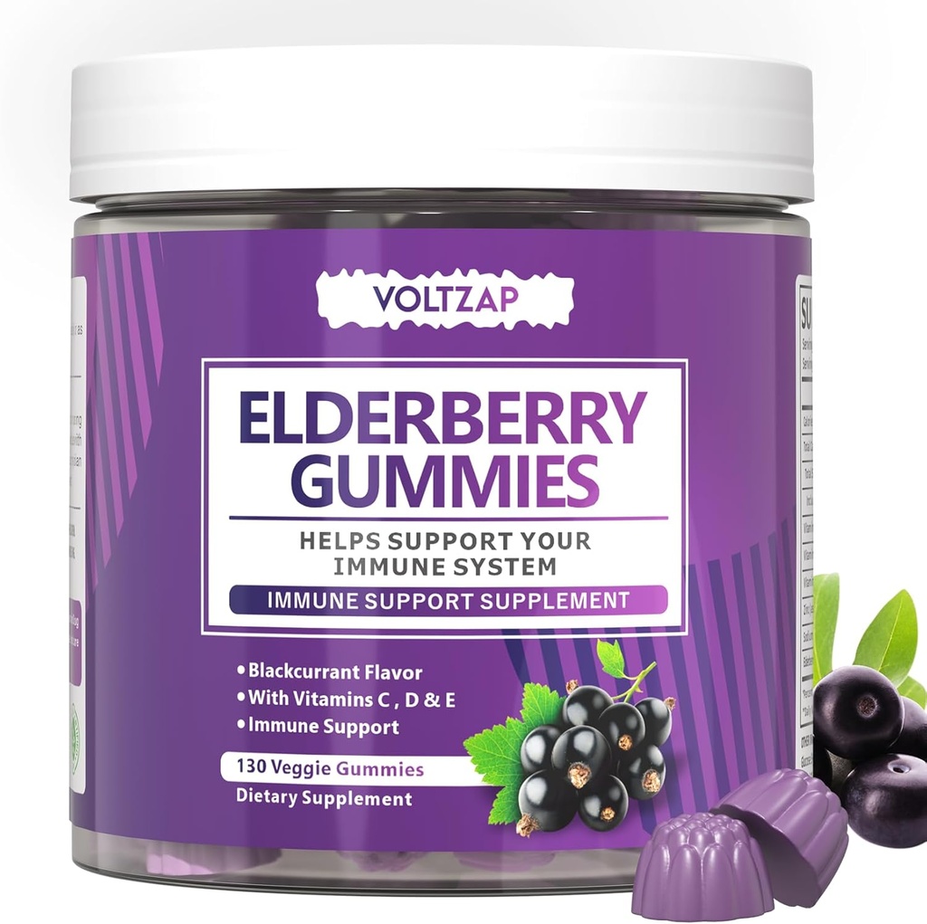 Elderberry Gummies Immununterstützungsergänzung: Elderberry Vitamin C und Zink bieten Antioxidans Support Gluten Free 130 Gummis