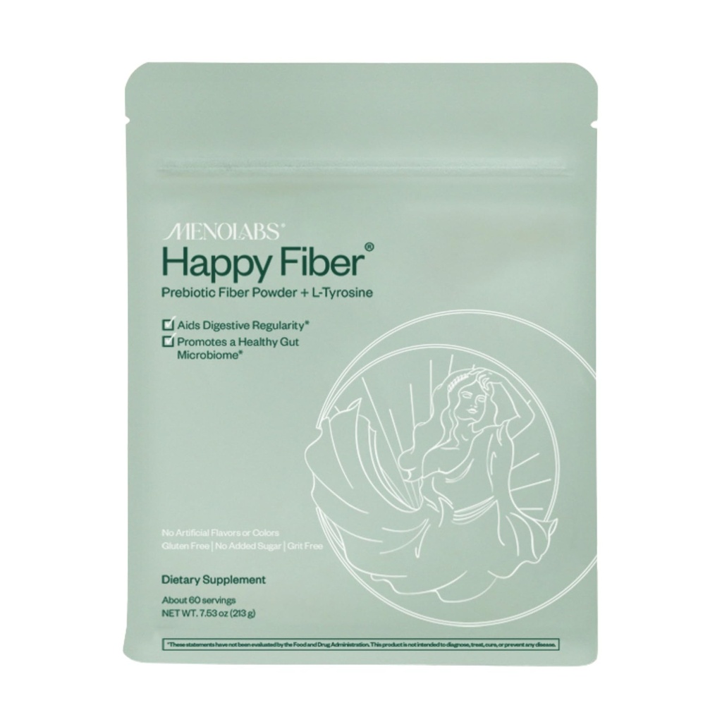 MENOLABS Happy Prebiotic Fiber Supplement - 60 Portionen (213 g) - Expertly-Formulierte Menopause Ergänzungen für Frauen, mit L-Tyrosin