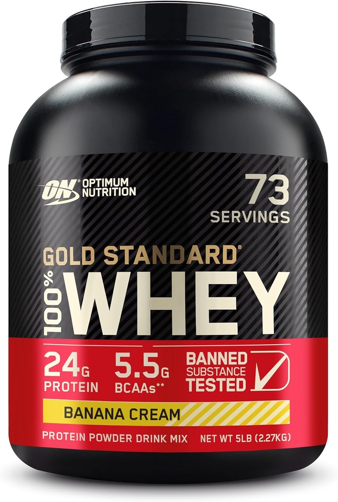 Optimum Nutrition Gold Standard 100% Whey Protein Powder, Banana Cream, 5 Pfund (Packaging May Vary)