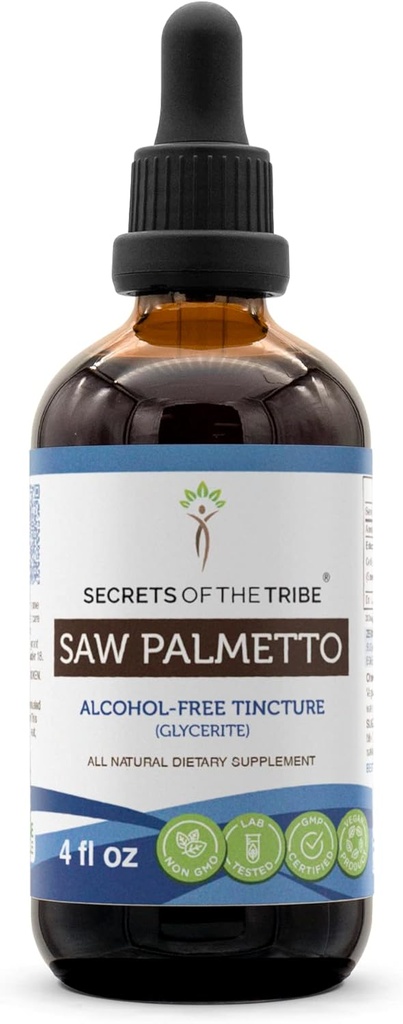 Saw Palmetto Tincture Alkoholfreie Flüssigextrakt, Saw Palmetto (Serenoa Repens) Getrocknete Beere (4 FL OZ)