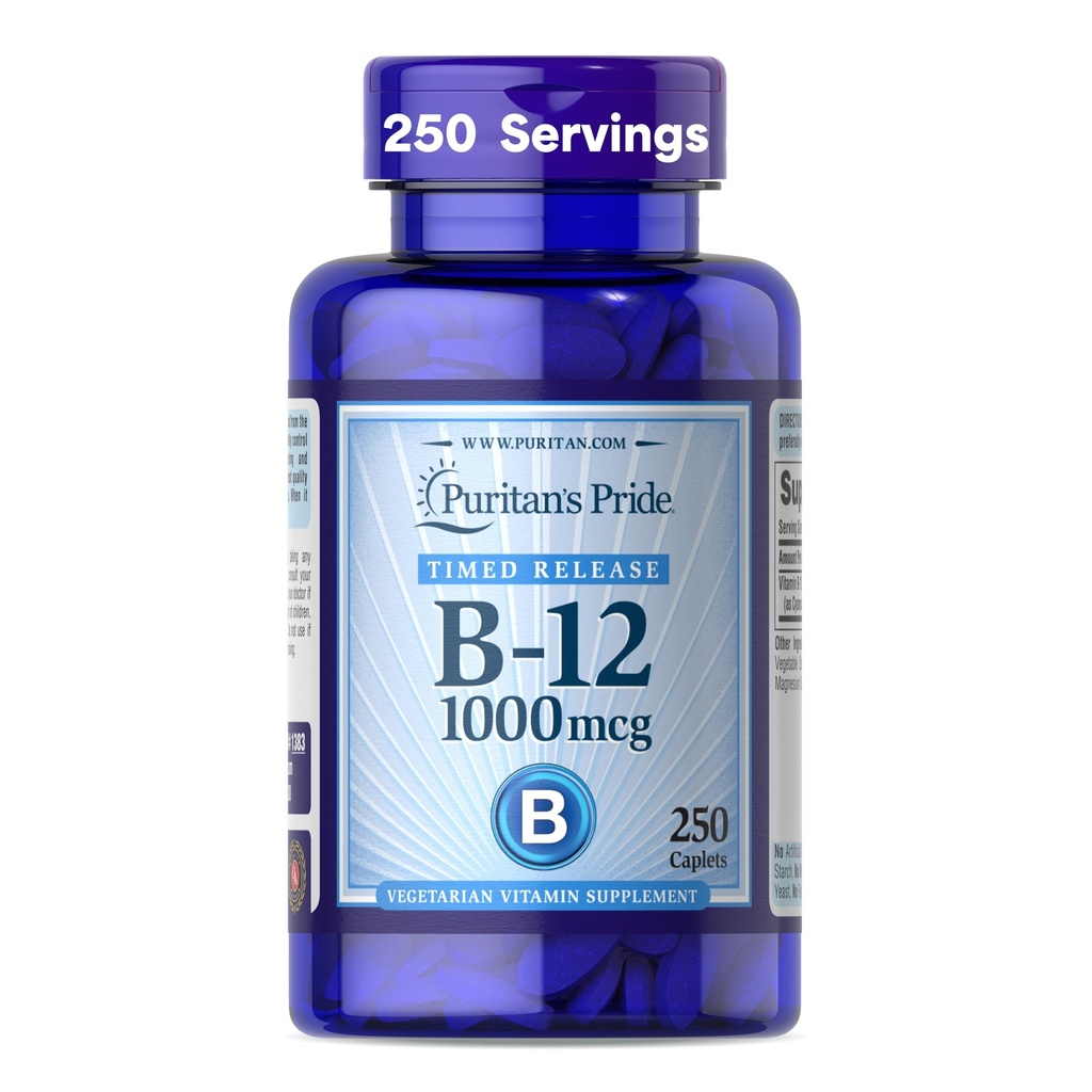 Puritan's Pride Vitamine B-12 1000Mcg Timed Release Caplets Supplément diététique pour le soutien du métabolisme énergétique