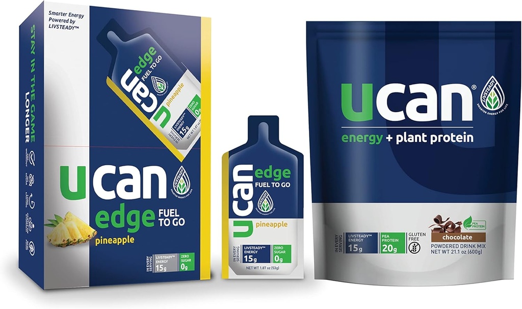 UCAN Ananas Edge Energy Gel & Chocolate Plant Protein - Toll für Laufen, Training, Fitness, Radfahren, Crossfit & More | Sugar-Free, Vegan, & Keto Friendly Energy Supplement