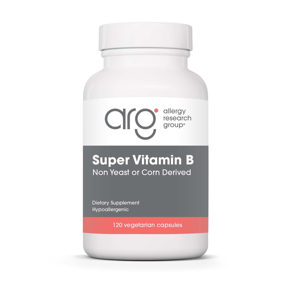 Groupe de recherche sur l'allergie Super supplément de vitamine B - Complexe vitamine B pour les hommes et les femmes, avec vitamine B12 et B6, capsules végétariennes - 120 Compte