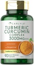 Carlyle Turmeric Curcumin mit schwarzem Pfeffer 3000mg | 90 Pulver Kapseln | Complex Supplement mit Bioperine | Non-GMO, Glutenfrei