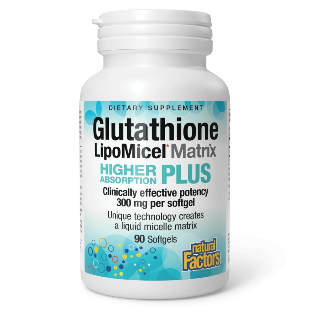 Natürliche Faktoren Glutathione LipoMicel Matrix, 300 mg, Angebote Höhere Absorption & Leistungsstarke Antioxidans Unterstützung, 90 Softgels