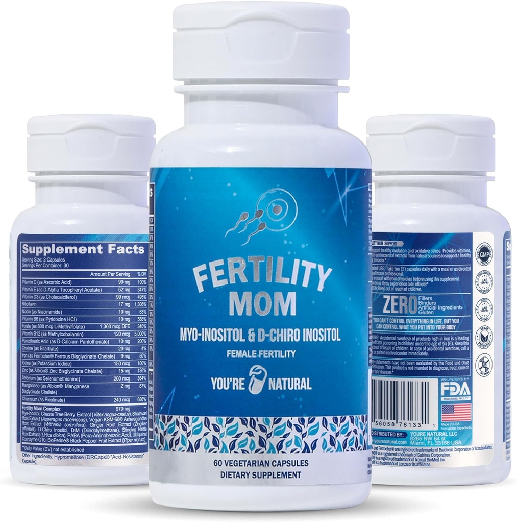 Sie sind NATURAL Konzeption Fruchtbarkeit Vitamine für Frauen - Pränatale Vitamine - Myo-Inositol, D-Chiro Inositol & Folate, Regulates Cycle, Aid Ovulation, Hormon & Ovarian Unterstützung, Vitex, 30 Tage Versorgung