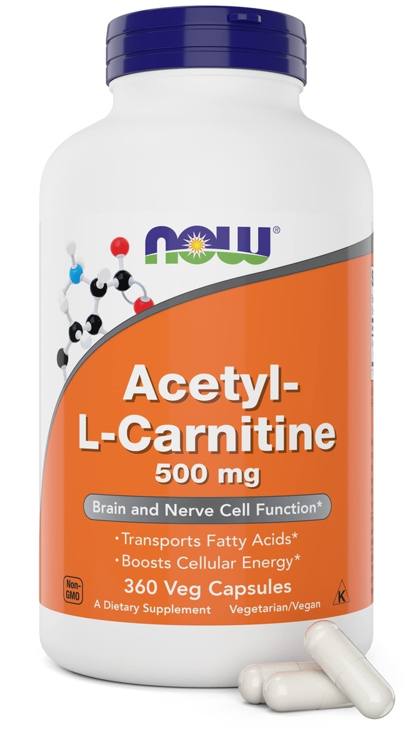 Jetzt Lebensmittel Acetyl L Carnitin 500mg, 360 Veg Kapseln - Non-GMO ACL 500 mg Caps