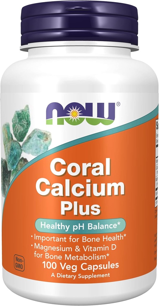 Maintenant Aliments Calcium de corail plus Magnésium, 100 capsules de légumes (paquet de 2)