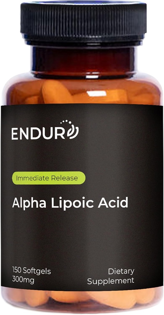 Endur Alpha acide lipoïque, antioxydant défense et soutien énergétique cellulaire, libération immédiate, végétalien, sans gluten, 300mg (150 Softgels)