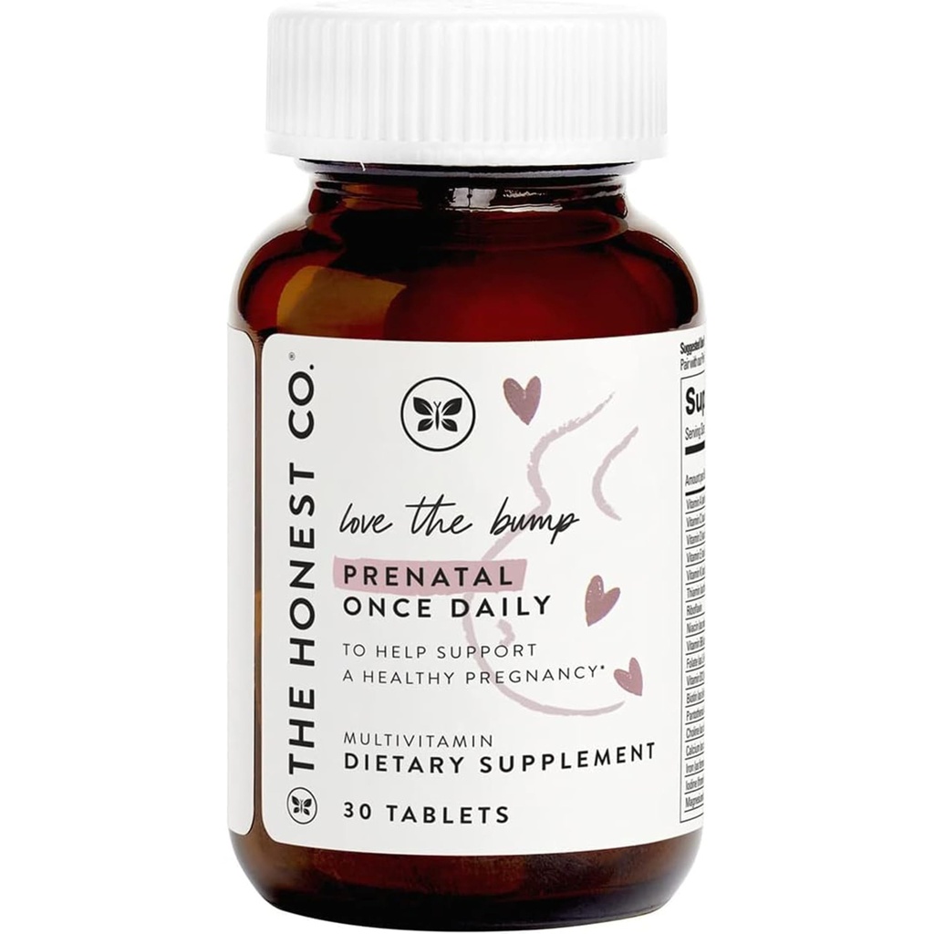 The Honest Company Love the Bump Prenatal Once Daily Supplement NSF zertifiziert Non GMO Multivitamin 30 Count Tablets
